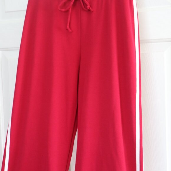 Women's Size L Maroon Athletic Pants Wide Waistband Tie at Waist - Picture 7 of 8